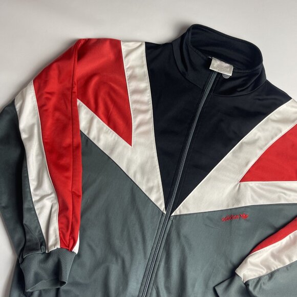 Vintage Adidas Trefoil Logo Track Jacket Mens L Red Black Grey White 80s 90s - Picture 3 of 13